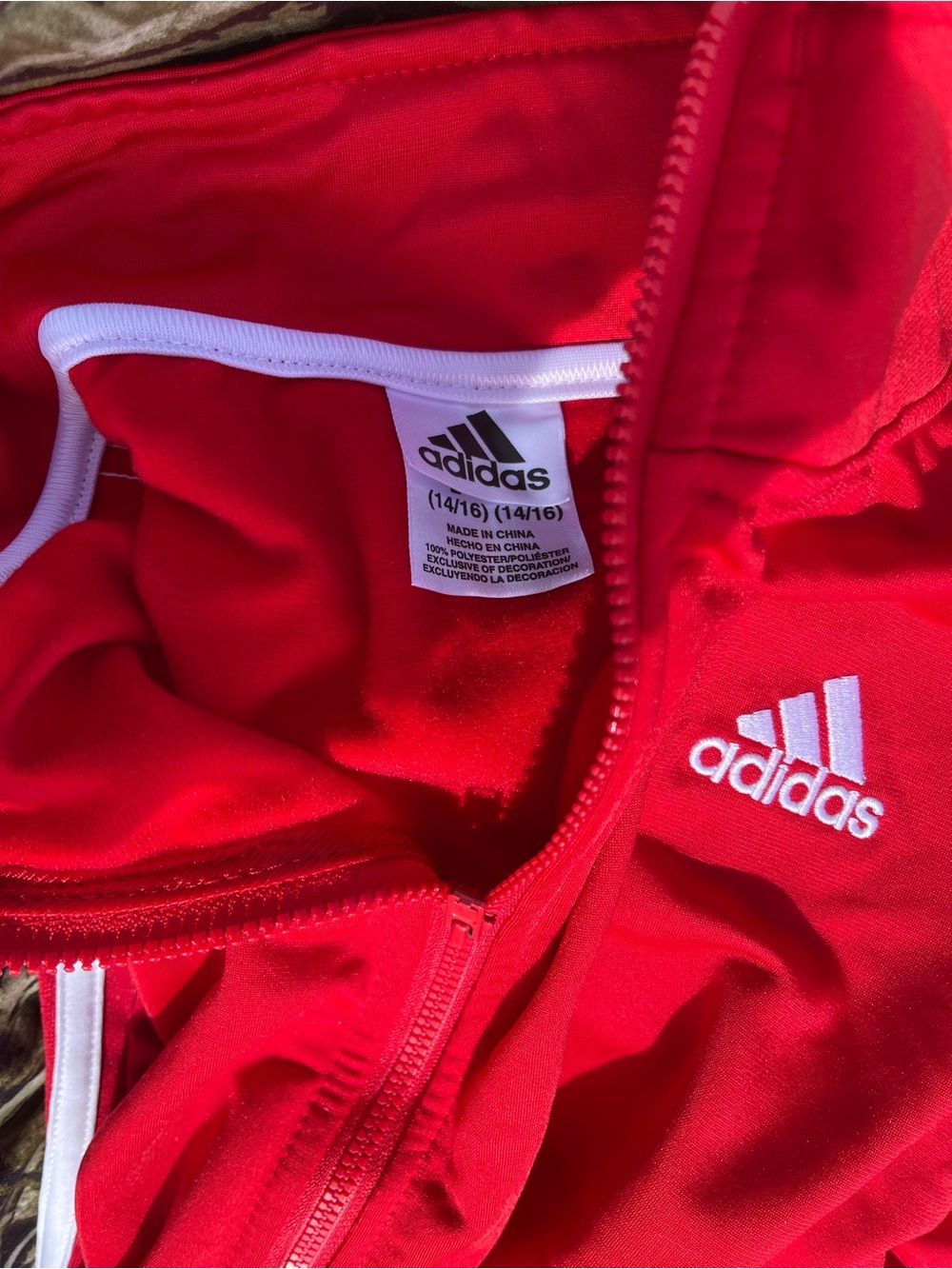 adidas Red Full-Zip Athletic Hoodie with White Logo